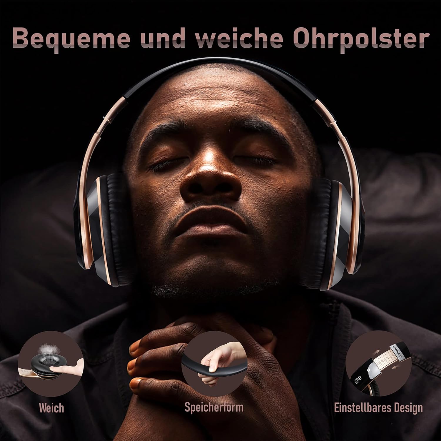 Wireless Headphones with 6 EQ Modes, Bluetooth Headphones, 65 Hours