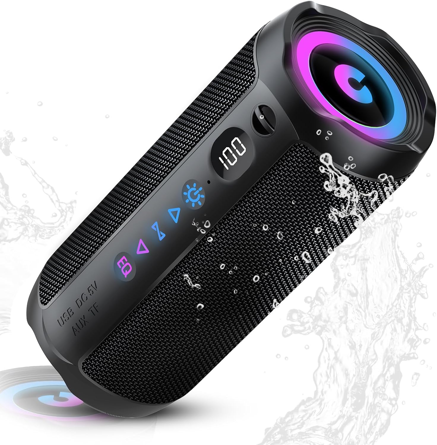 Bluetooth Speaker with Light, Bluetooth 5.4 Music Box, 25 W Dual Speaker, LED Display & 25 Hours Battery