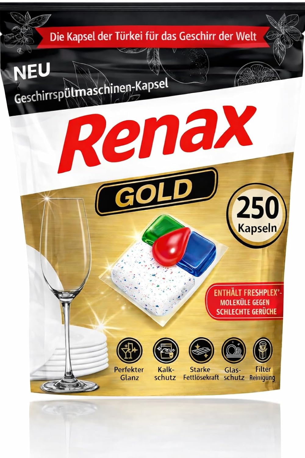 Renax Gold All-in-One Dish Rinse Capsules