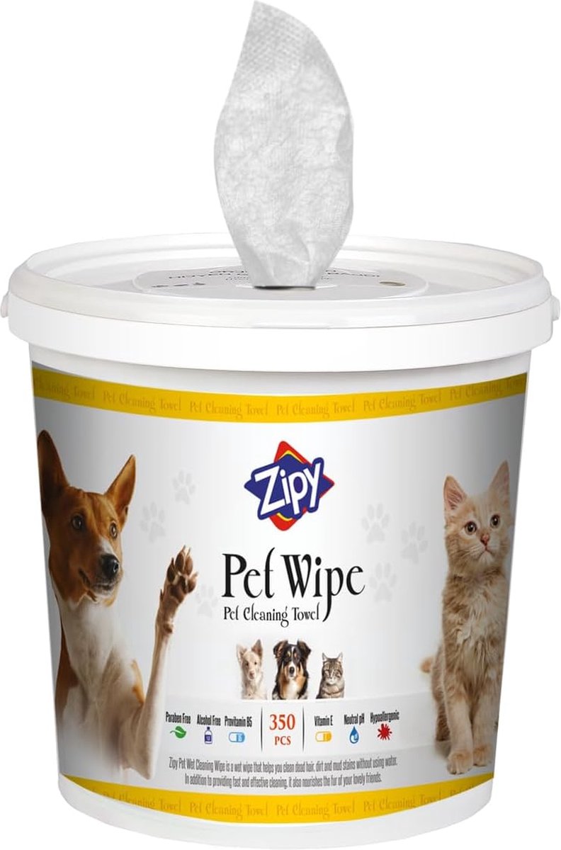 ZIPY - Wet Wipes for Dogs and Cats - 350 pieces - Fragrance-free - Odor-eliminating