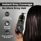 Black Hair Dye Shampoo 400 ml - 100% Grey Coverage in 5-10 Minutes