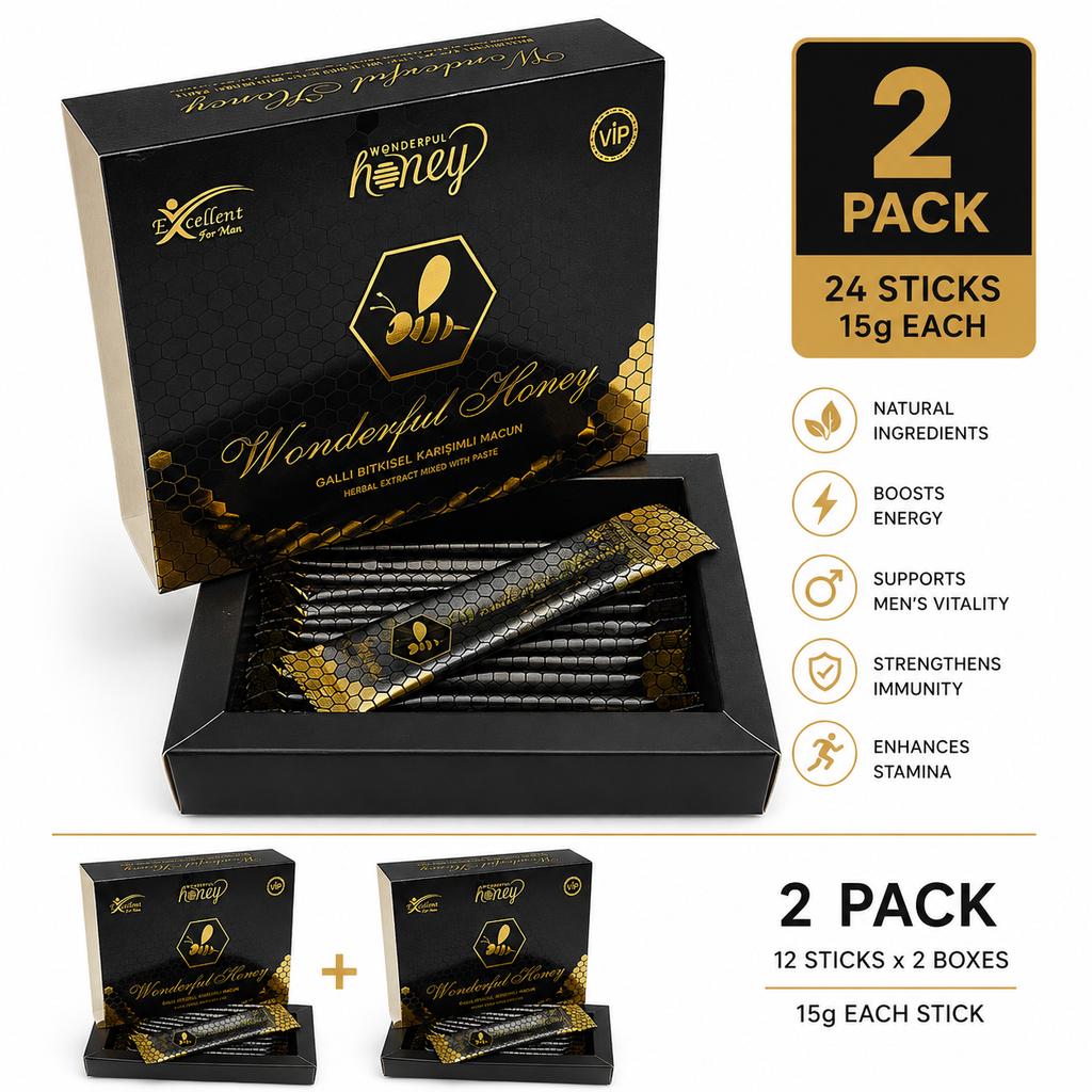 Honey VIP Macun - 2 Pack | Premium Ginseng & Maca Honey Paste for Men | Natural Energy, Vitality & Stamina | 24 Sticks x 15g
